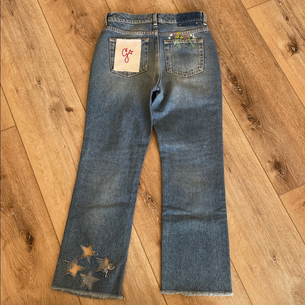 Golden Goose Blue Straight Leg Jeans with Star Embellishments. Made in Italy - Picture 5 of 16